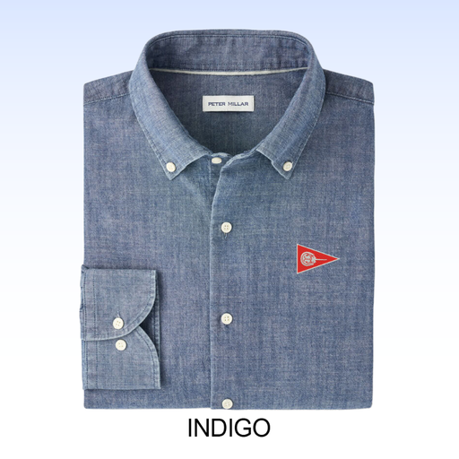 PETER MILLAR DEVONPORT CHAMBRAY COTTON-STRETCH SPORT SHIRT